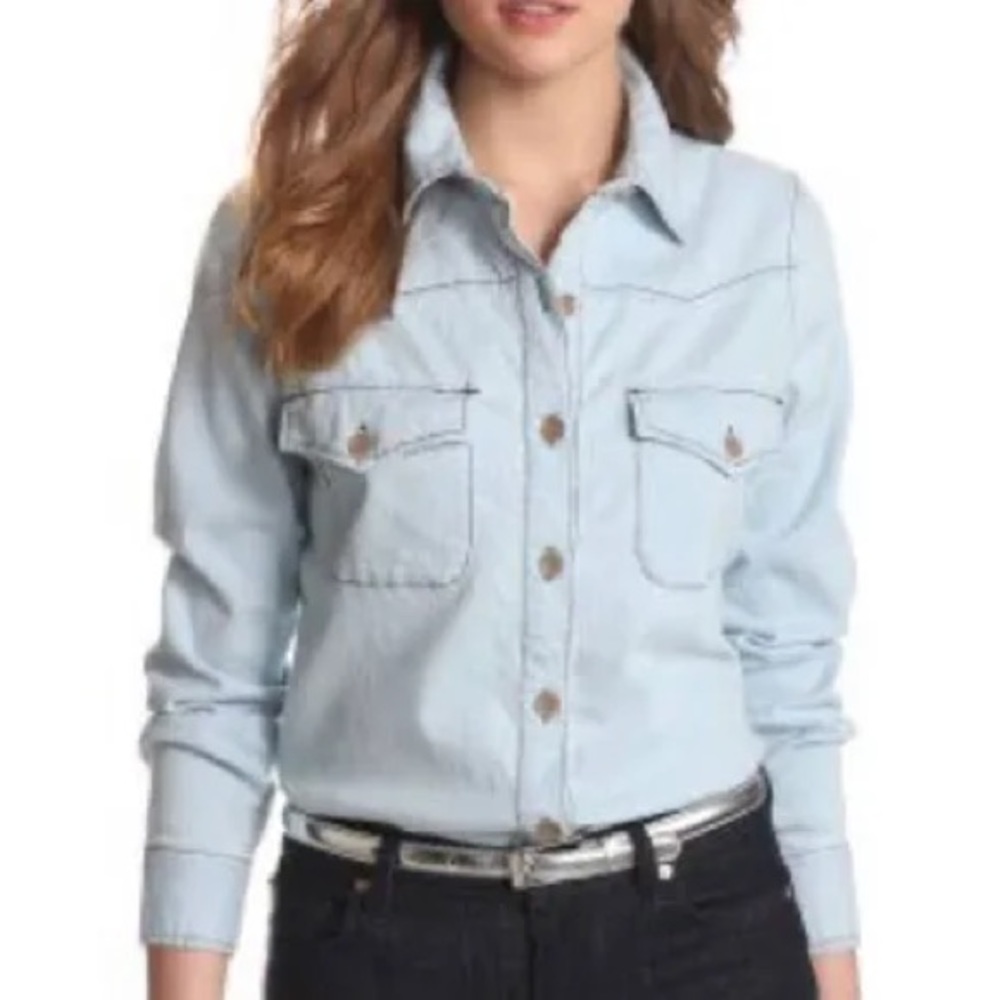 BCBGeneration Womens Denim Button Down Size XS